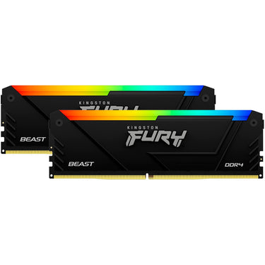 Kingston fury beast rgb 64 gb ddr4-3200 (2x 32 gb) werkgeheugen (zwart, kf432c16bb2ak2 64, xmp 2.0)