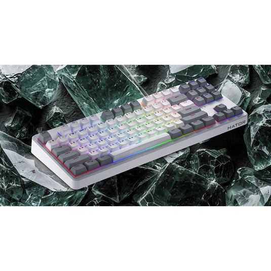 Hator rockfall 3 tkl wireless rgb mechanisch gaming toetsenbord (wit, us lay-out (qwerty), hator aurum orange, 80% (tkl), rgb, pbt keycaps, hotswap, 2.4 ghz bluetooth usb-c)