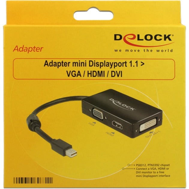 Load image into Gallery viewer, Delock mini displayport naar vga hdmi dvi adapter (zwart)
