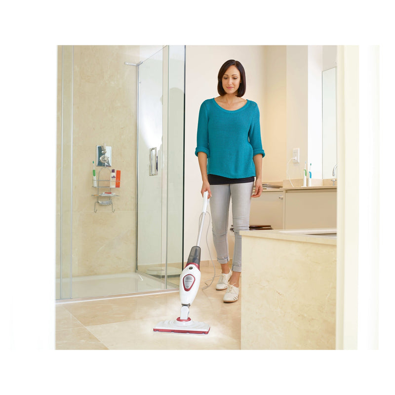 Load image into Gallery viewer, Black+decker bds1616r 1600w steam-mop met 2 stoomdoeken stoomreiniger (wit rood)
