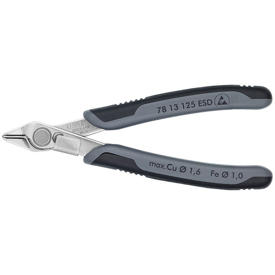 Knipex electronic super knips esd 78 13 125 esd elektronica-tang (grijs)