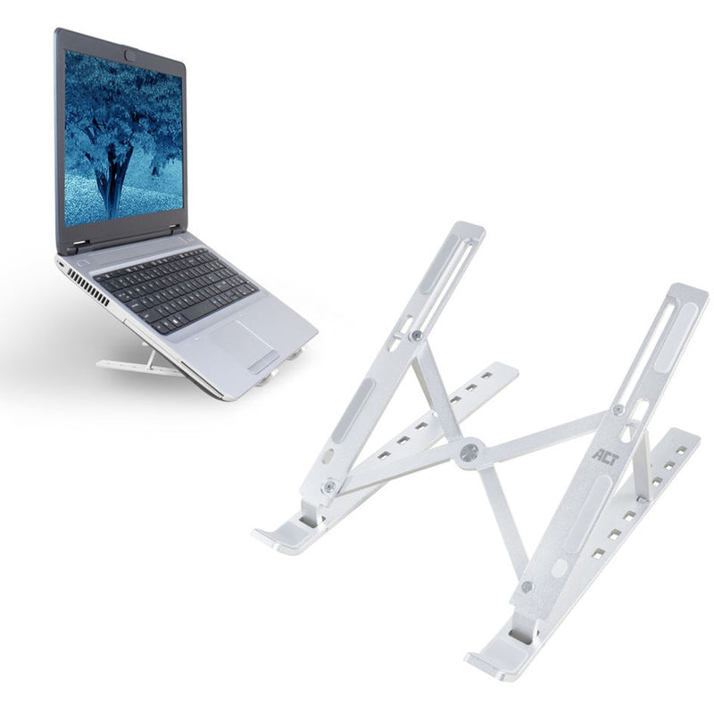 Load image into Gallery viewer, Act connectivity laptopstandaard aluminium, opvouwbaar (aluminium, hoogte verstelbaar in 7 standen)
