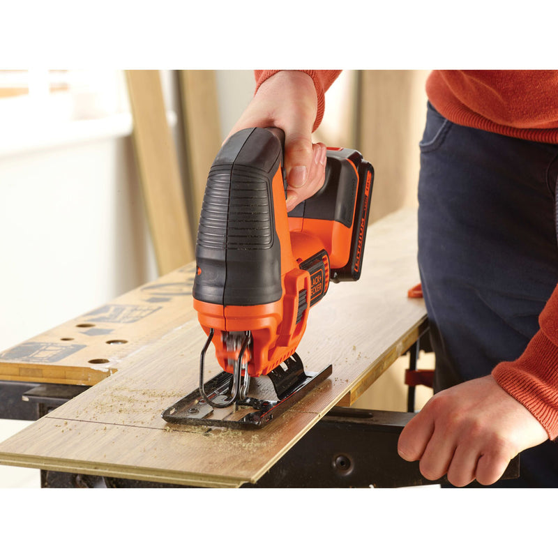 Afbeelding laden in galerijviewer, Black+decker 18v schroefklopboormachine + 18v pendeldecoupeerzaag bundel (zwart oranje)
