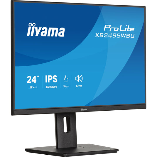Iiyama prolite xb2495wsu-b1 24.1 monitor (zwart, 100 hz, hdmi, displayport, usb, audio)