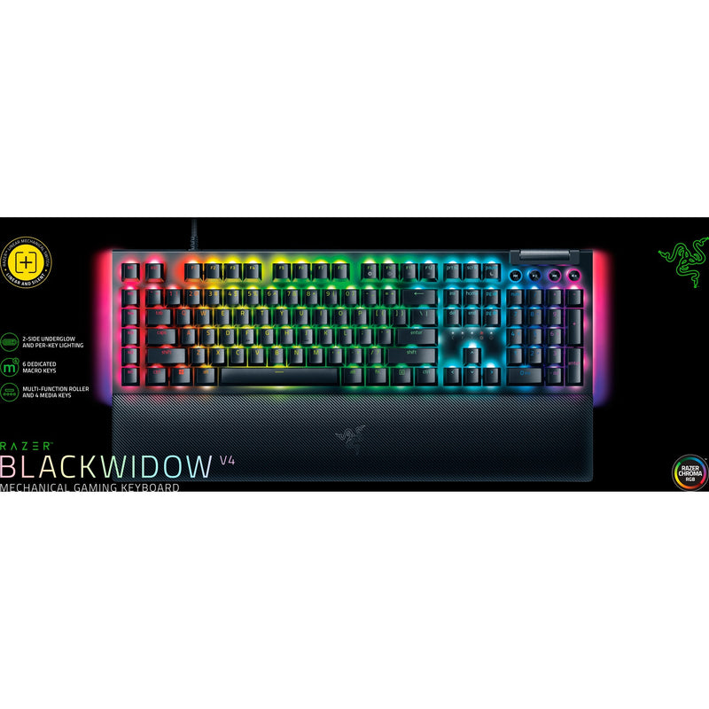 Load image into Gallery viewer, Razer blackwidow v4, gaming toetsenbord (zwart, us lay-out, yellow, rgb leds, doubleshot abs)
