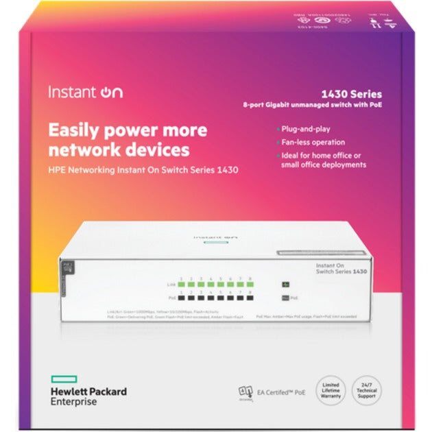 Load image into Gallery viewer, Hewlett packard enterprise instant on 1430 8g cl4 poe switch (64 watt poe)
