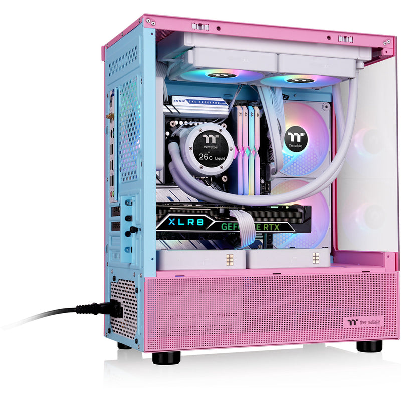 Afbeelding laden in galerijviewer, Thermaltake view 170 tg argb mini tower behuizing (roze | 2x usb-a | rgb | tempered glass)
