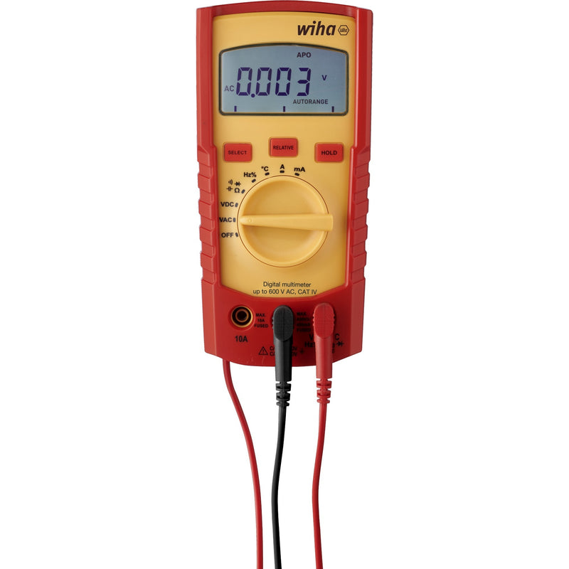 Afbeelding laden in galerijviewer, Wiha digitale multimeter tot 600 v ac, cat iv meetapparaat (rood geel)
