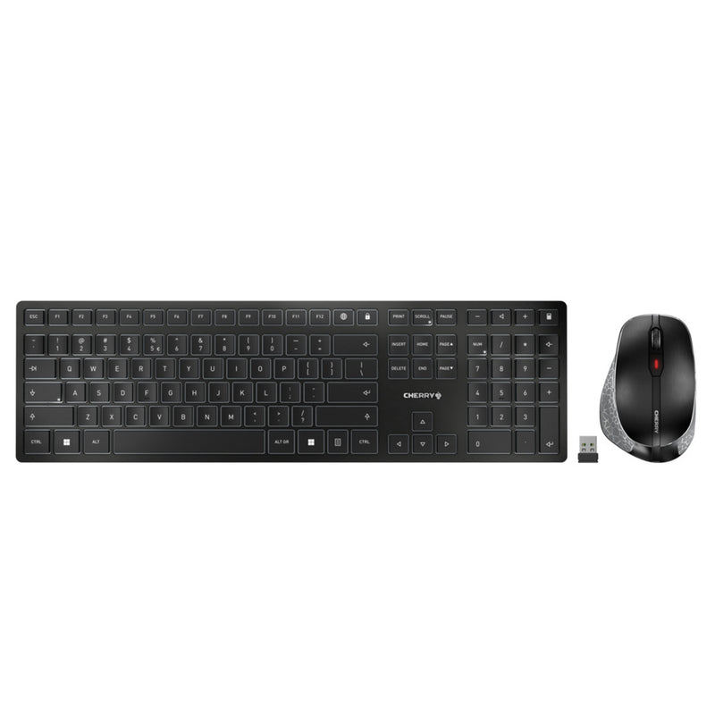 Load image into Gallery viewer, Cherry dw 9500 slim, desktopset (zwart zilver, eu lay-out (qwerty), scissor switches, 3.000 dpi, 2.4 ghz bluetooth 4.2)
