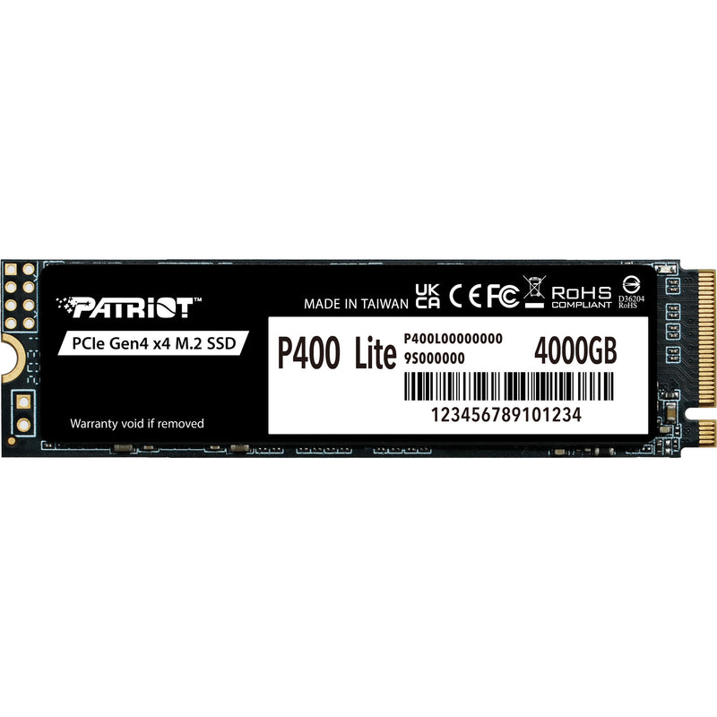 Load image into Gallery viewer, Patriot p400 lite 4 tb ssd (zwart wit, p400lp4kgm28h, pcie 4.0 x4, nvme 1.4, m.2 2280)
