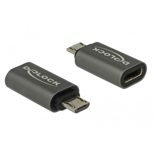 Delock adapter usb 2.0 micro-b male to usb type-c 2.0 female (antraciet)