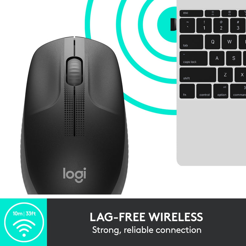 Afbeelding laden in galerijviewer, Logitech m190 full-size wireless mouse (zwart, 1000 dpi)
