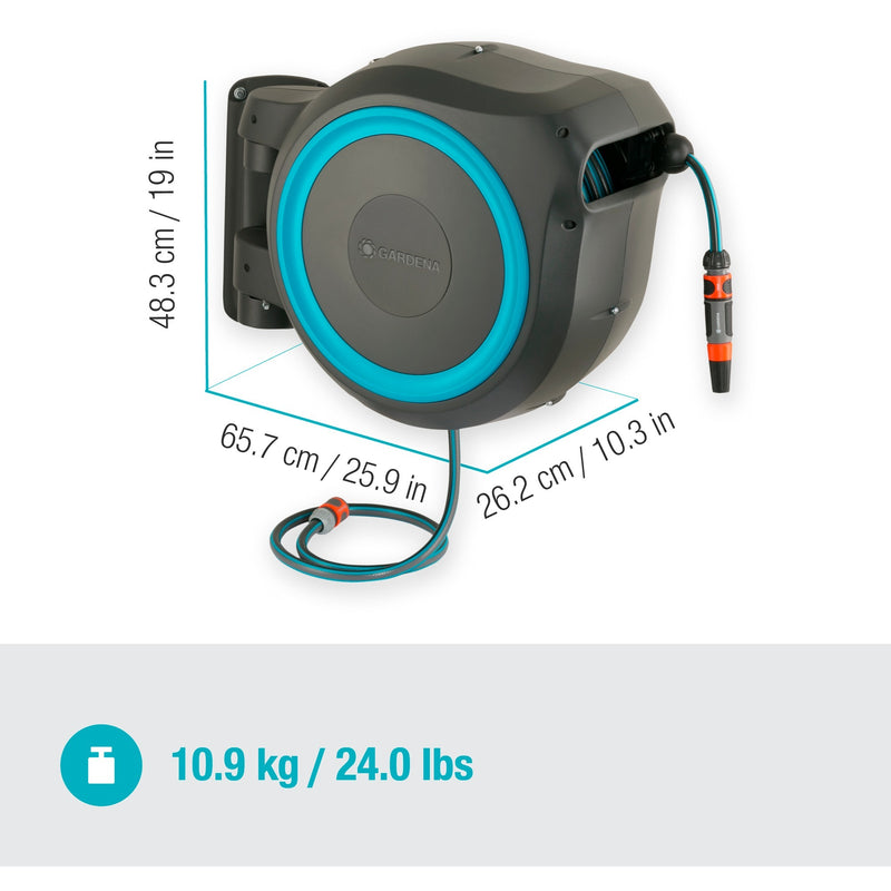 Load image into Gallery viewer, Gardena wandslangenbox rollup m l slanghaspel (grijs turquoise, 18620-20, 25 m)
