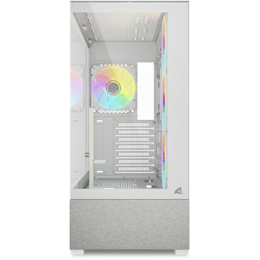 Sharkoon ak7 argb midi tower behuizing (wit | 2x usb-a | 1x usb-c | rgb | window)