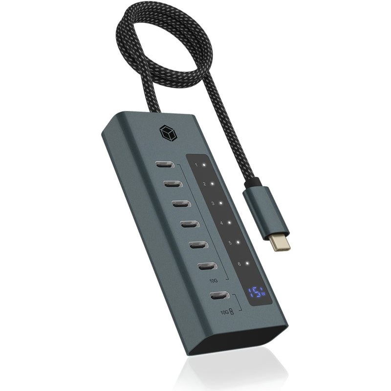 Load image into Gallery viewer, Icy box 7-port usb-c 3.2 gen 2 usb-hub (blauwgrijs)
