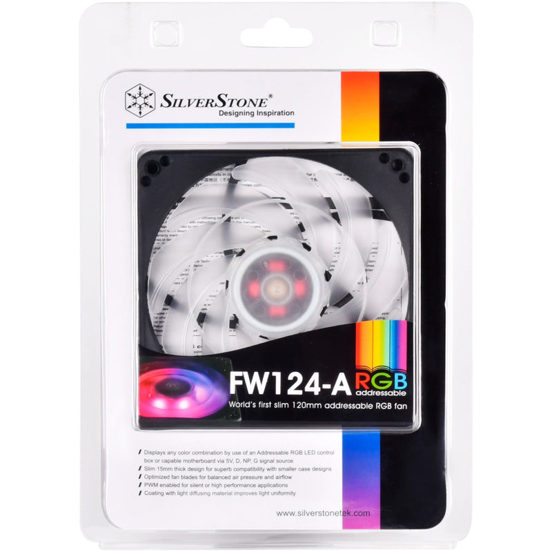 Load image into Gallery viewer, Silverstone sst-fw124-argb 120x120x15 case fan (zwart, 120 x 120 x 15 mm, pwm)
