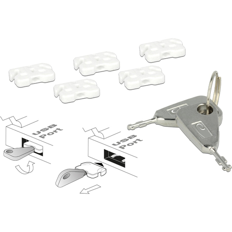 Load image into Gallery viewer, Delock usb port blocker voor usb-a female insteekslot (wit zilver)
