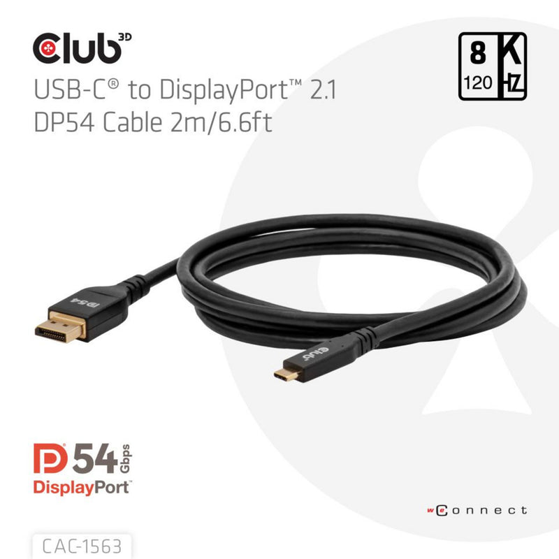 Chargez l'image dans la visionneuse de la galerie, Club 3d usb-c naar displayport 2.1 kabel (zwart, 2 meter)
