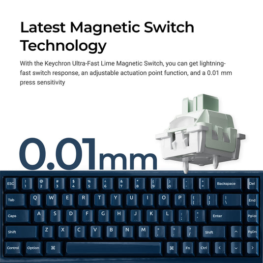 Keychron q16 he 8k magnetic switch keyboard (lichtgroen, us lay-out (qwerty), ultra-fast lime, 65%, rgb, hot swap, 8k)