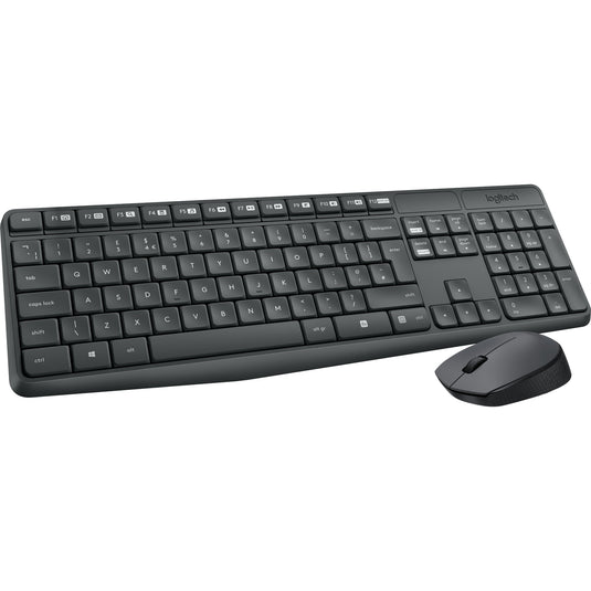Logitech mk235 wireless keyboard en mouse, desktopset (zwart, us-international)