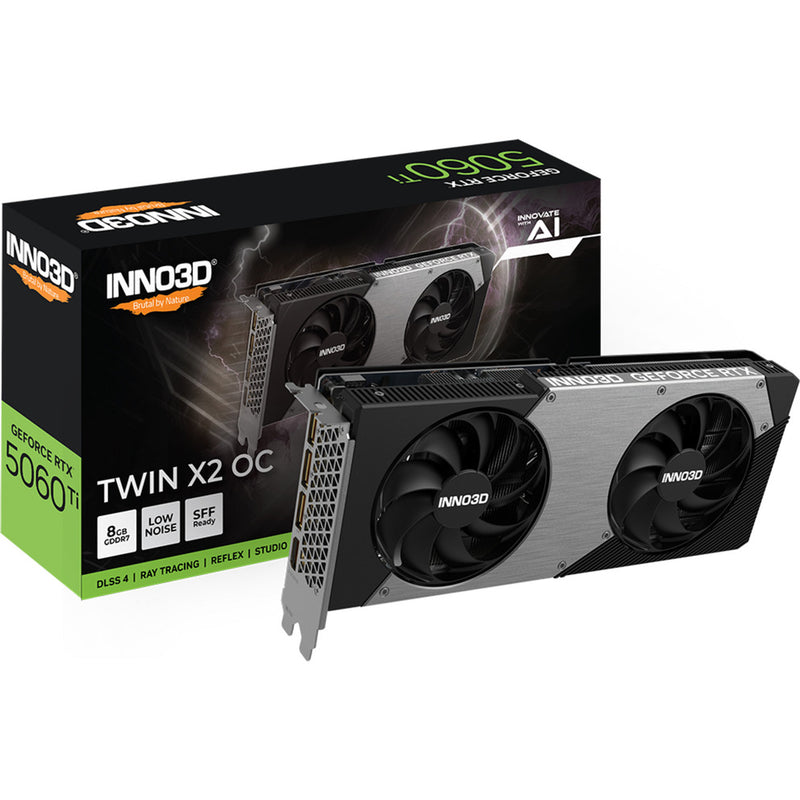 Load image into Gallery viewer, Inno3d geforce rtx 5060 ti twin x2 8gb grafische kaart (3x displayport, 1x hdmi 2.1, dlss 4)

