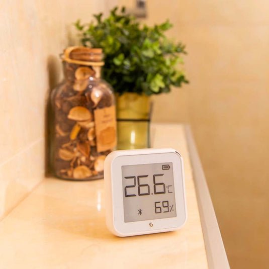 Shelly plus h t temperatuur- en vochtmeter (wit, wifi, bluetooth)