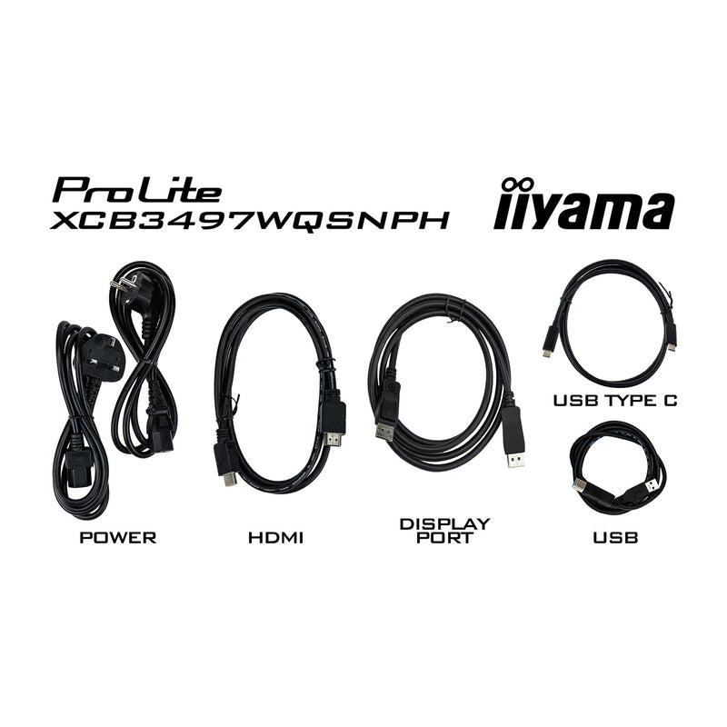 Load image into Gallery viewer, Iiyama prolite xcb3497wqsnph-b1 34 curved ultrawide monitor (zwart, 2x hdmi, displayport, 2x usb-a, 4x usb-c, rj-45)
