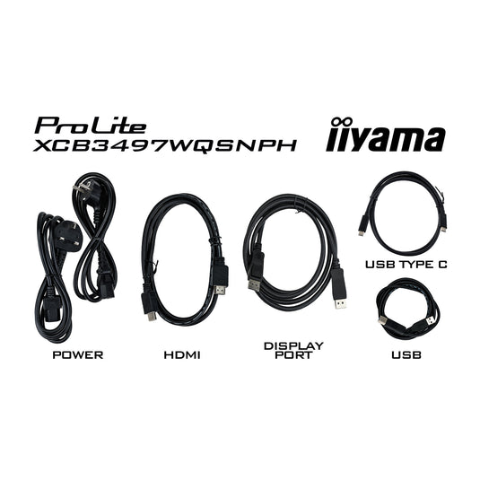 Iiyama prolite xcb3497wqsnph-b1 34 curved ultrawide monitor (zwart, 2x hdmi, displayport, 2x usb-a, 4x usb-c, rj-45)