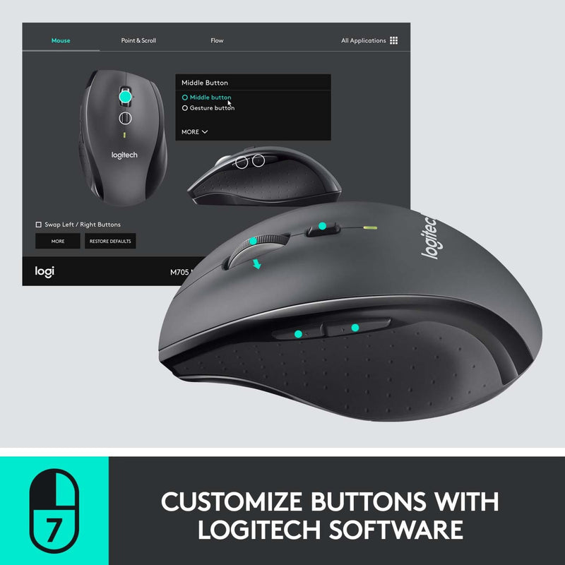 Afbeelding laden in galerijviewer, Logitech m705 wireless marathon mouse (antraciet, 1000 dpi)
