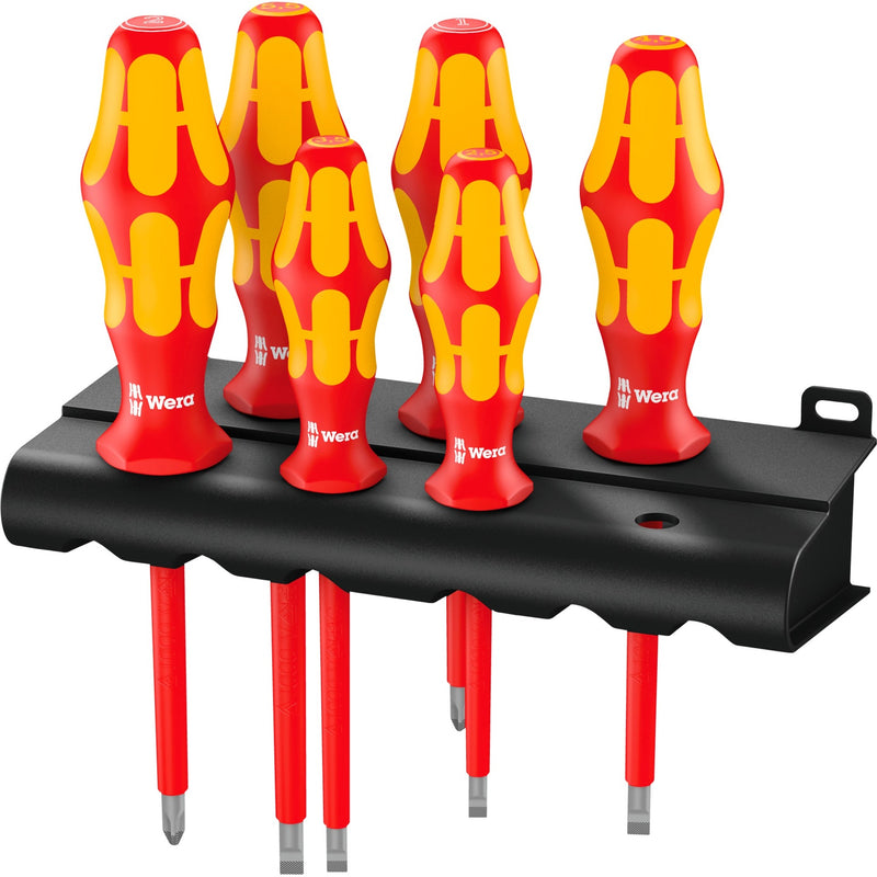Load image into Gallery viewer, Wera 160 i 6 schroevendraaierset kraftform plus serie 100 + rek (rood geel, 6-delig)
