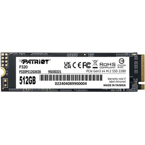 Patriot p320 512 gb ssd (pcie 3.0 x4, nvme 1.3, m.2 2280)