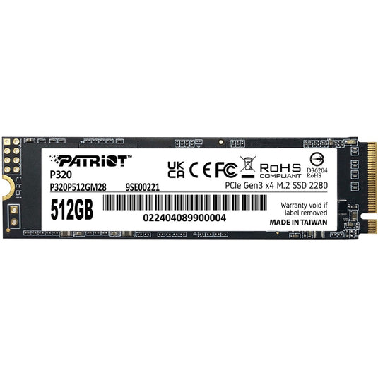 Patriot p320 512 gb ssd (pcie 3.0 x4, nvme 1.3, m.2 2280)