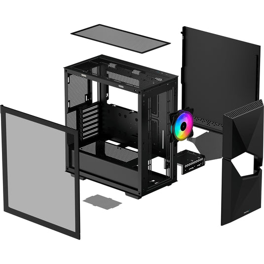 Deepcool cyclops midi tower behuizing (zwart | 1x usb-a | 1x usb-c | window)