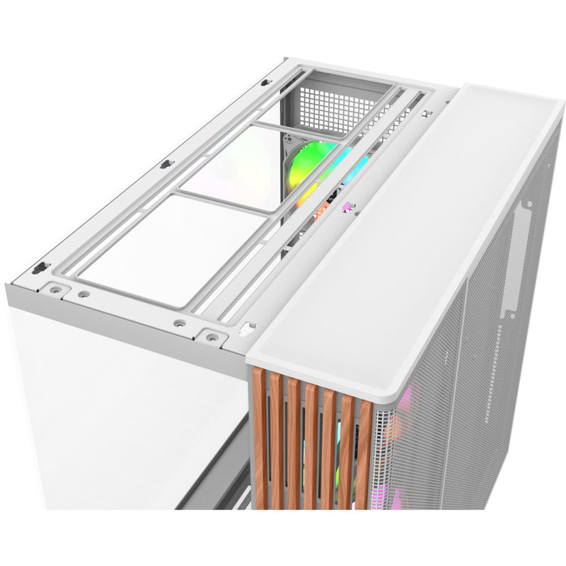 Load image into Gallery viewer, Thermaltake view 380 xl ws argb midi tower behuizing (wit houtkleur | 2x usb-a | 1x usb-c | rgb | tempered glass)
