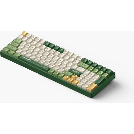 Iqunix f97 camping wireless mechanical keyboard, gaming toetsenbord (groen oranje, us lay-out, cherry mx brown, rgb leds, 96%, hot-swappable, pbt, 2.4ghz | bluetooth 5.1 | usb-c)
