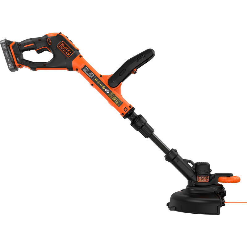 Load image into Gallery viewer, Black+decker 18v trimmer met 2 messen en accu grastrimmer (zwart oranje, 25 cm, accu inbegrepen)
