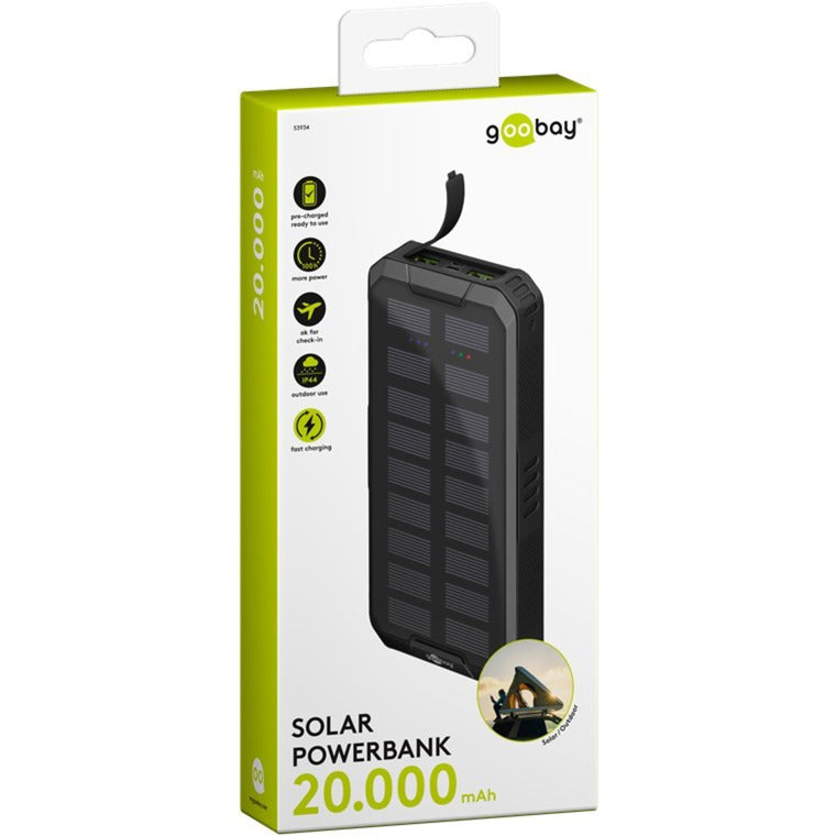 Load image into Gallery viewer, Goobay outdoor solar power bank 20,000 mah with power delivery powerbank (zwart)
