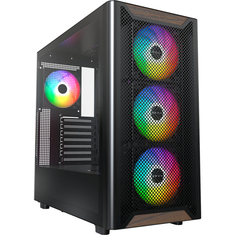 Load image into Gallery viewer, Montech xr wood midi tower behuizing (zwart | 1x usb-a | 1x usb-c | rgb | window)
