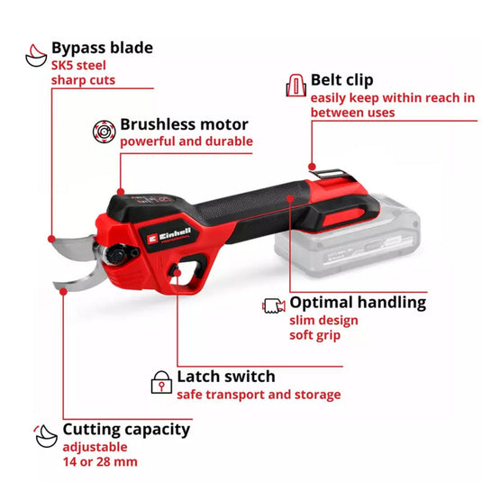 Einhell professionele accusnoeischaar gp-ls 18 28 li bl-solo takkenschaar (rood zwart, accu en oplader niet inbegrepen, power x-change)