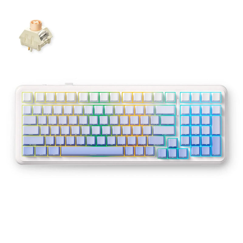 Afbeelding laden in galerijviewer, Mchose k99 v2 wireless gasket mount mechanical keyboard (wit, us lay-out (qwerty), kailh box icy creamsicle, 99%, rgb, pbt keycaps, hot-swap, 2.4 ghz | bluetooth | usb-c)
