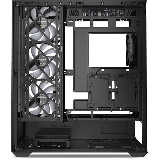 Sharkoon ak6 rgb midi tower behuizing (zwart | 2x usb-a | 1x usb-c | rgb | tempered glass)