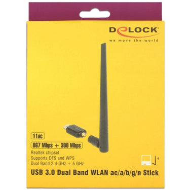 Delock usb 3.0 dualband wlan stick antenne (zwart)