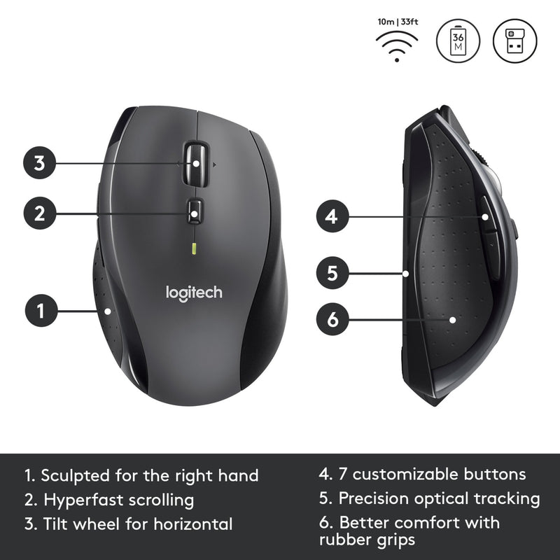 Afbeelding laden in galerijviewer, Logitech m705 wireless marathon mouse (antraciet, 1000 dpi)
