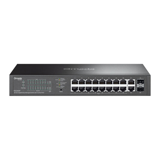 Tp-link omada es220gp 20-poort gigabit easy managed switch (zwart, 16x poe+, 2x gigabit sfp)