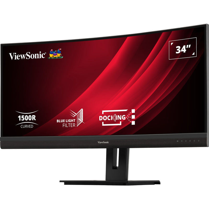 Load image into Gallery viewer, Viewsonic uwqhd curved docking monitor vg3456c 34 ultrawide (zwart (mat), 2x hdmi, 1x displayport, usb-a, usb-b, usb-c, lan, audio)
