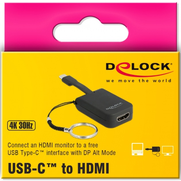 Load image into Gallery viewer, Delock usb-c > hdmi adapter sleutelhanger (zwart, 4k 30hz)
