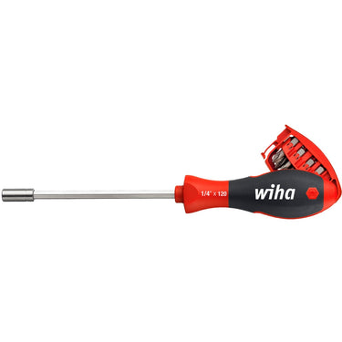 Wiha schroevendraaier met bitmagazijn magnetisch (zwart rood, 8 bits, 1 4 )