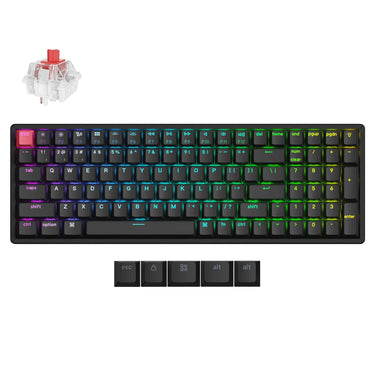 Keychron k4x-j1 rgb mechanisch toetsenbord (zwart, us lay-out (qwerty), super red, 96%, rgb, cherry double-shot pbt keycaps, hot swap, bluetooth | usb-c)