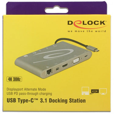 Delock usb type-c 3.1 dockingstation 4k 30 hz (grijs, usb-c, hdmi, sd, usb)