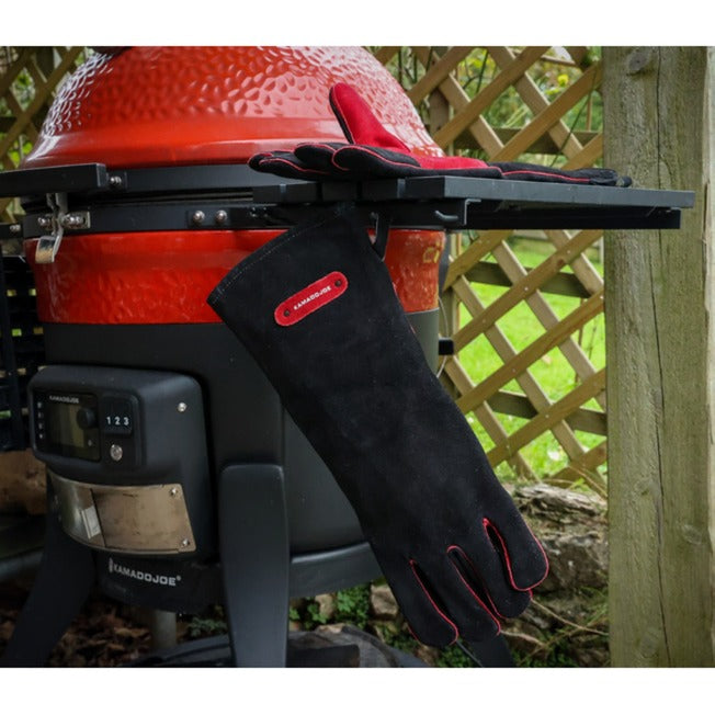 Load image into Gallery viewer, Kamado joe leather gloves handschoen (zwart rood)
